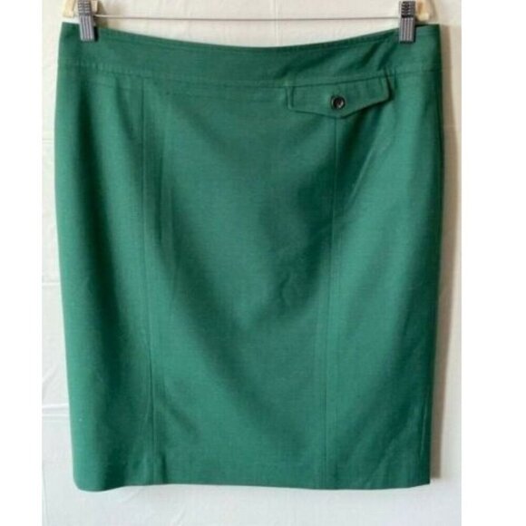 Pink Tartan Pencil Skirt 12 Wool Blend Green 90s Short Lined Tailored Office - Picture 2 of 6